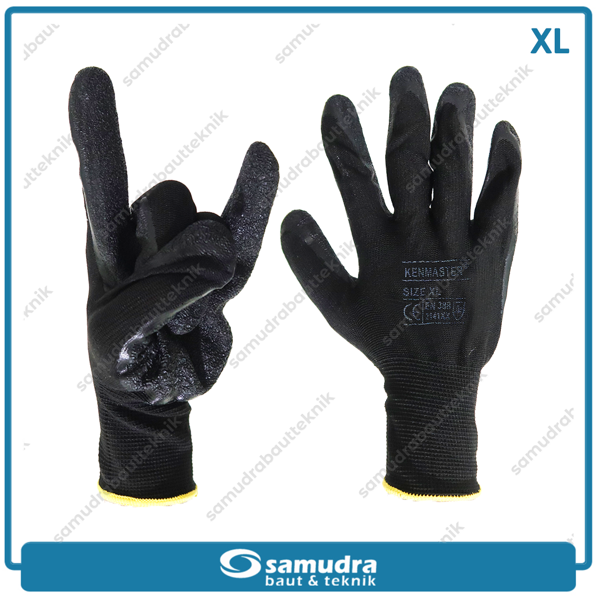 KENMASTER SRNG-129 Sarung Tangan Safety Latex (XL) Hitam Kuning KM-3001