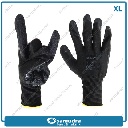 KENMASTER SRNG-129 Sarung Tangan Safety Latex (XL) Hitam Kuning KM-3001