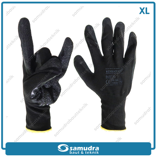 KENMASTER SRNG-129 Sarung Tangan Safety Latex (XL) Hitam Kuning KM-3001