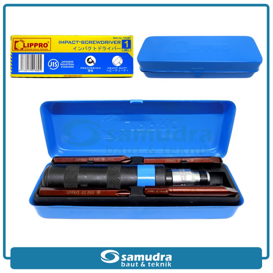 LIPPRO 138M-5 Obeng Ketok Set 5 pcs Box Kaleng