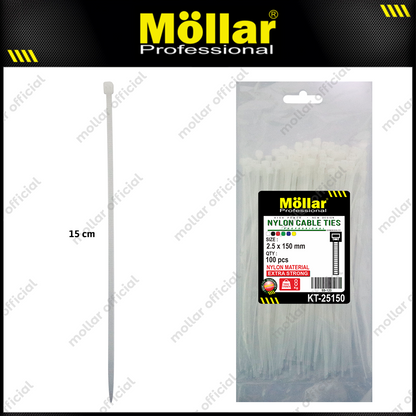 MOLLAR KT-25150 Kabel Ties 2.5x150 mm Putih