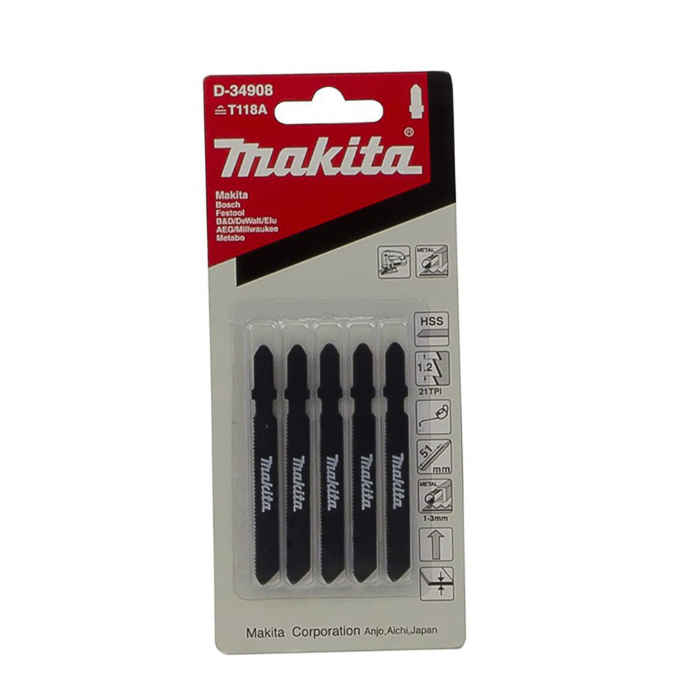 MAKITA D-34908 Mata Jigsaw T118A Set 5 pcs / Jig Saw Blade Metal Basic