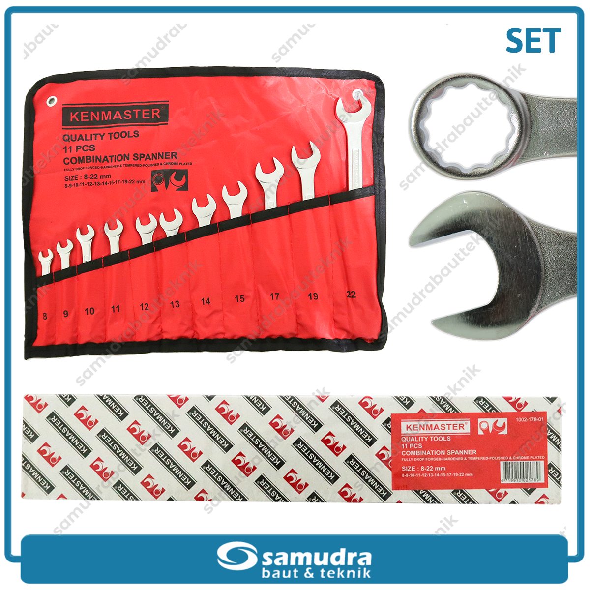 KENMASTER KCRP-190 Kunci Ring Pas Set 11 pcs (8-22 mm)