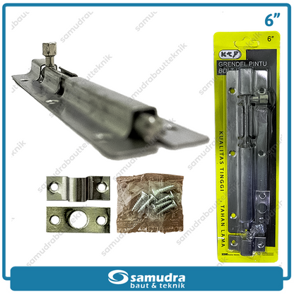 KTP Grendel Pintu Putih 6" Stainless SS304