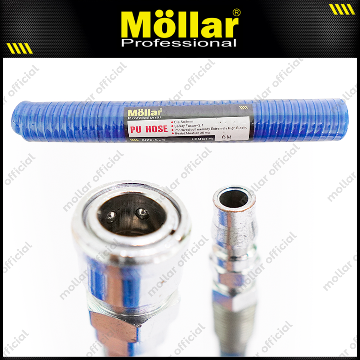 MOLLAR Selang Spiral 6 meter Biru 8 x 5 mm / Selang Recoil