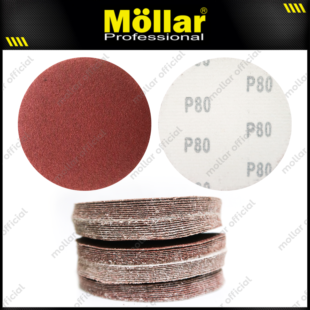 HSS Amplas Bulat No 80 Amplas Velcro Tempel Mata Gerinda 4 Inch - 50 Pcs