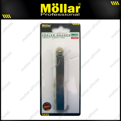 MOLLAR K17340 Feeler Gauge 17 Blades 0.02 mm - 1 mm