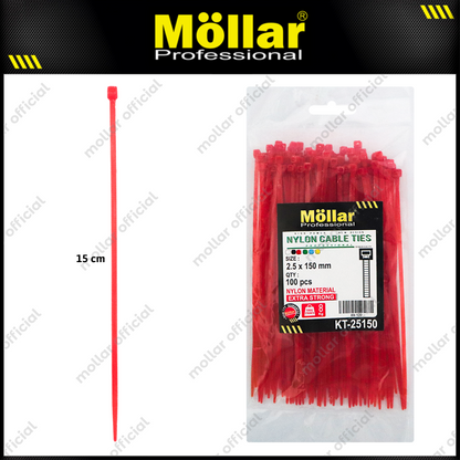 MOLLAR KT-25150 Kabel Ties 2.5x150 mm Merah