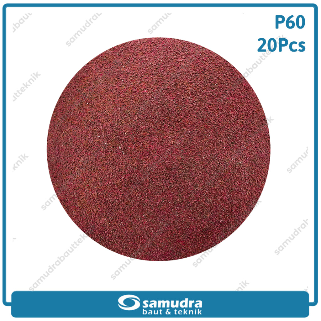 MST 20 Pcs No. 60 Amplas Bulat Velcro Tempel Mata Gerinda Disc 4 Inch