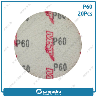 MST 20 Pcs No. 60 Amplas Bulat Velcro Tempel Mata Gerinda Disc 4 Inch