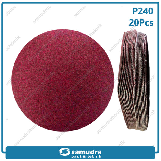 MST 20 Pcs No. 240 Amplas Bulat Velcro Tempel Mata Gerinda Disc 4 Inch