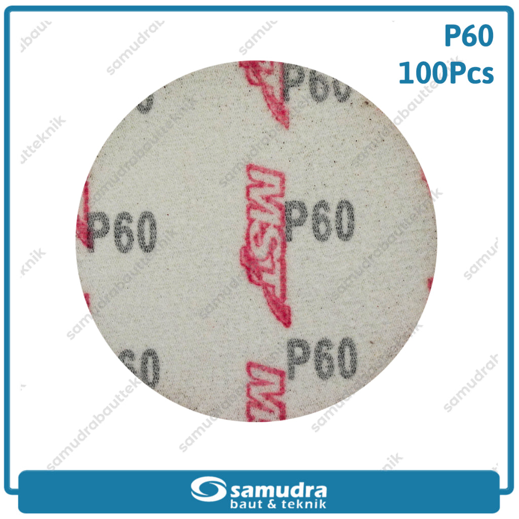 MST 100 Pc No. 60 Amplas Bulat Velcro Tempel Mata Gerinda Disc 4 Inch