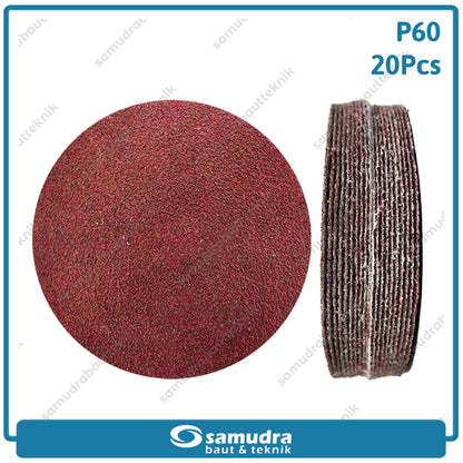 MST 20 Pcs No. 60 Amplas Bulat Velcro Tempel Mata Gerinda Disc 4 Inch