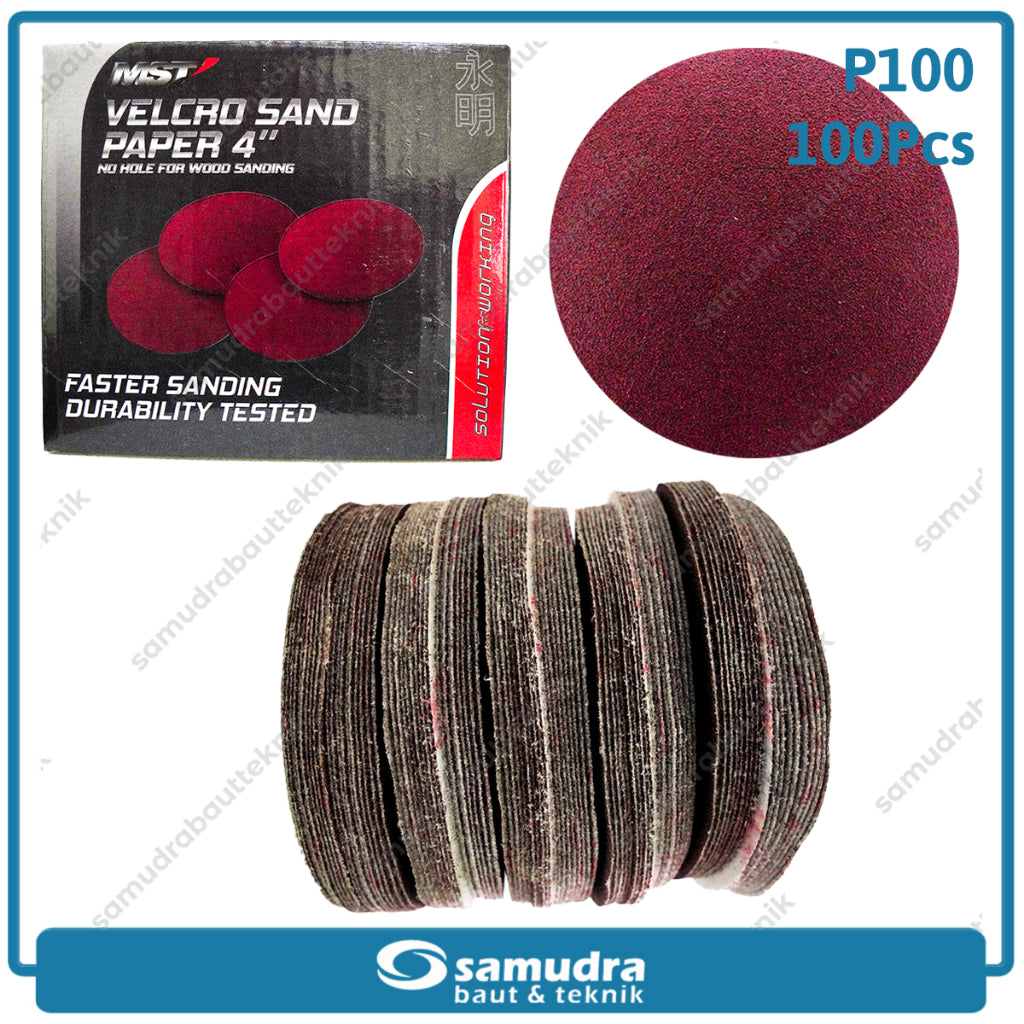 MST 100 PC NO. 100 Amplas Bulat Velcro Tempel Mata Gerinda Disc 4 Inch