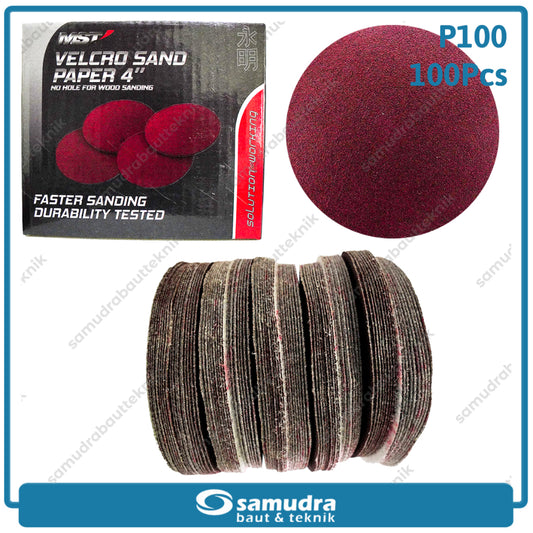 MST 100 PC NO. 100 Amplas Bulat Velcro Tempel Mata Gerinda Disc 4 Inch