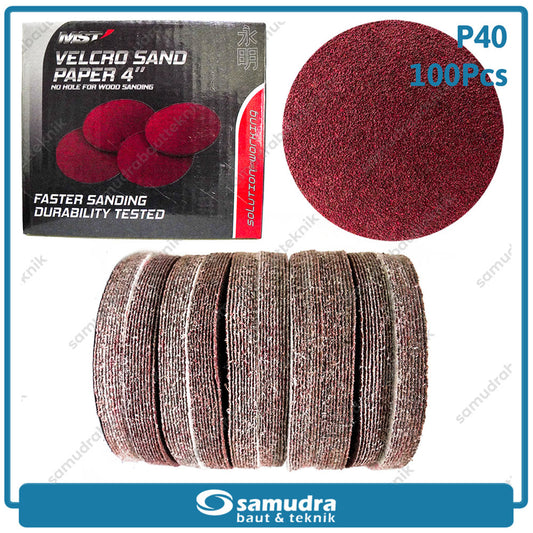 MST 100 Pc No. 40 Amplas Bulat Velcro Tempel Mata Gerinda Disc 4 Inch