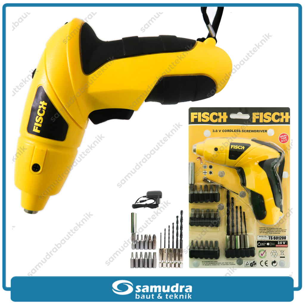 FISCH TS601200 Mesin Obeng Baterai 3.6V Aksesoris Set / Cordless Screwdriver