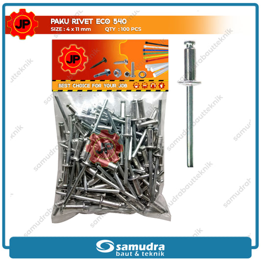PAKU RIVET ECO 540 100 Pcs 4 X 11 Mm Blind Rifet Tembak Aluminium