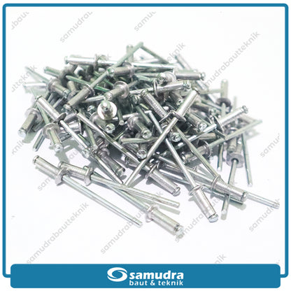PAKU RIVET ECO 435 Silver 100 Pcs 3.2 X 9.5 Mm Blind Rifet Tembak Aluminium