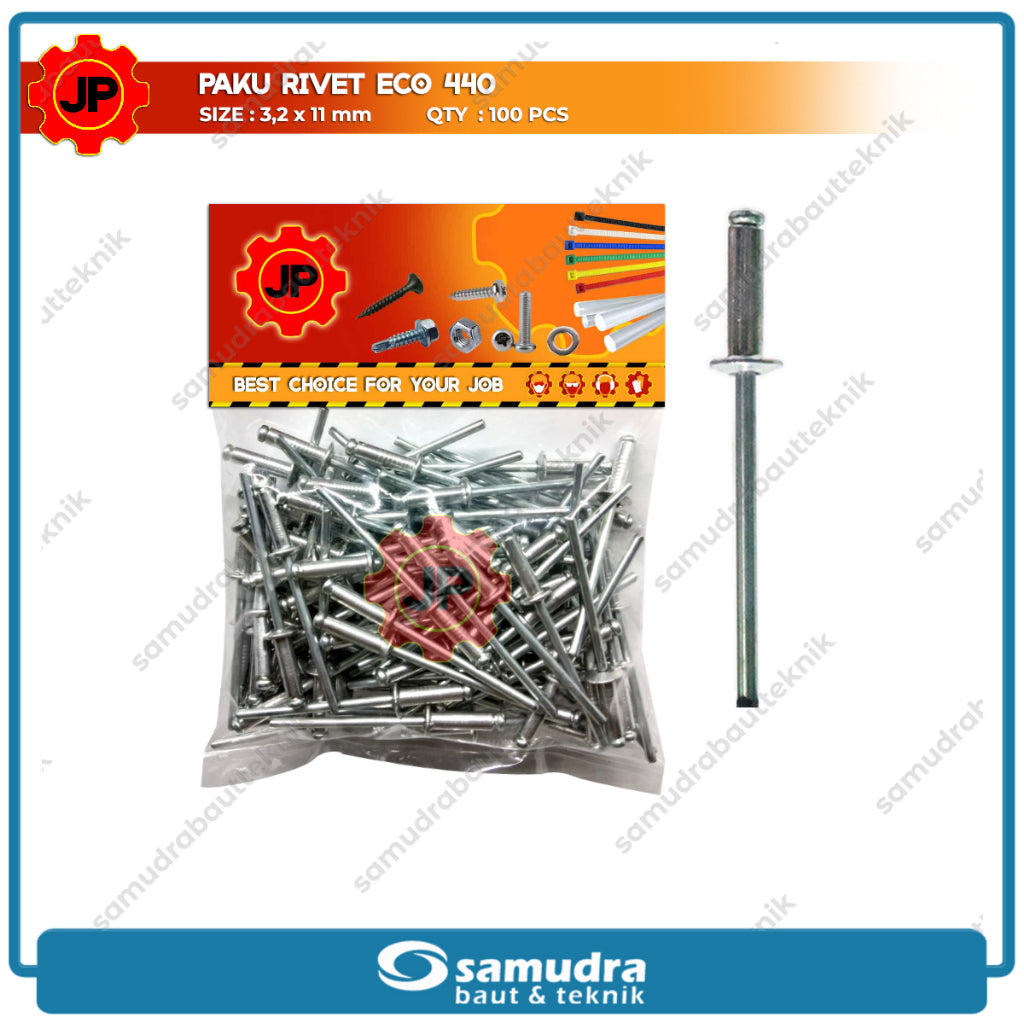 440 Rivet PAKU RIVET ECO 440 100 Pcs 3.2 X 11 Mm Blind Rifet Tembak Aluminium