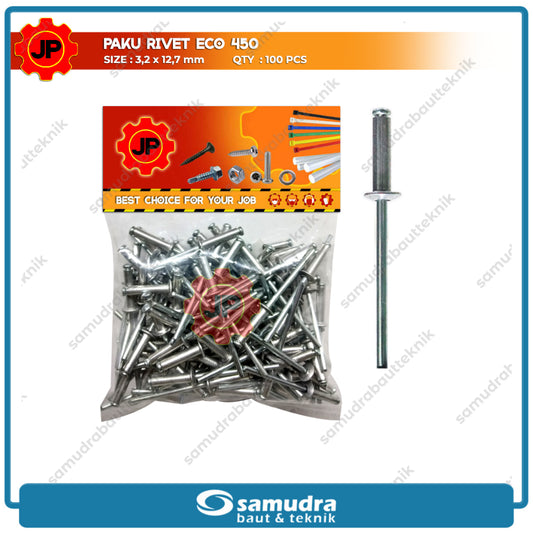 PAKU RIVET ECO 450 100 Pcs 3.2 X 12.7 Mm Blind Rifet Tembak Aluminium