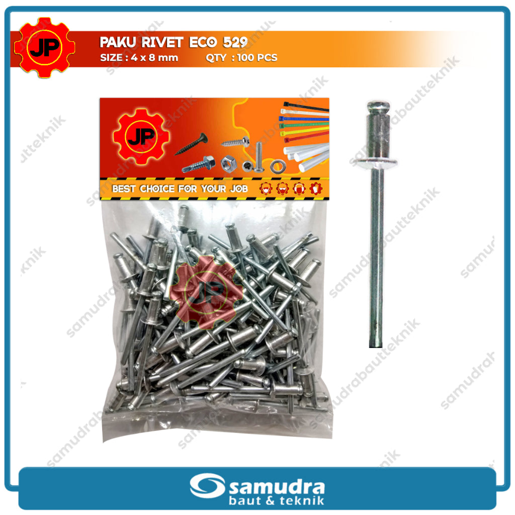 PAKU RIVET ECO 529 100 Pcs 4 X 8 Mm Blind Rifet Tembak Aluminium