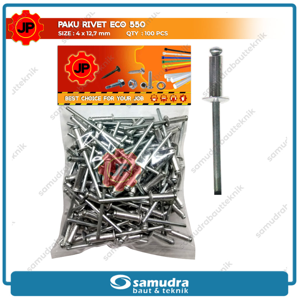 Paku Rivet Pack PAKU RIVET ECO 550 100 Pcs 4 X 12.7 Mm Blind Rifet Tembak Aluminium ...