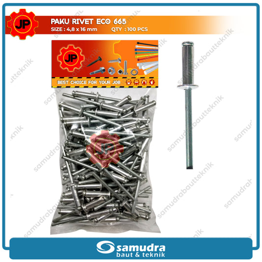PAKU RIVET ECO 665 100 Pcs 4.8 X 16 Mm Blind Rifet Tembak Aluminium