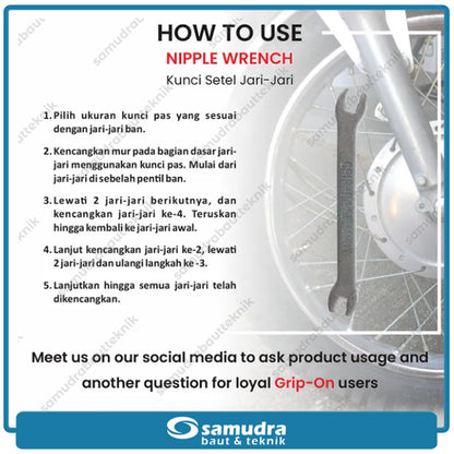 GRIPON 19-301C Kunci Jari-Jari Bengkok 4.5 x 5.1 x 5.8 x 6.1 mm / Nipple Wrench