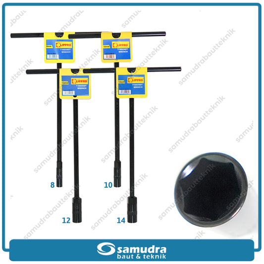 PAKET LIPPRO 4 SET Kunci T Sok 8 - 10 - 12 - 14 Mm Kunci Sock T Shock Socket