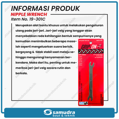 GRIPON 19-301C Kunci Jari-Jari Bengkok 4.5 x 5.1 x 5.8 x 6.1 mm / Nipple Wrench