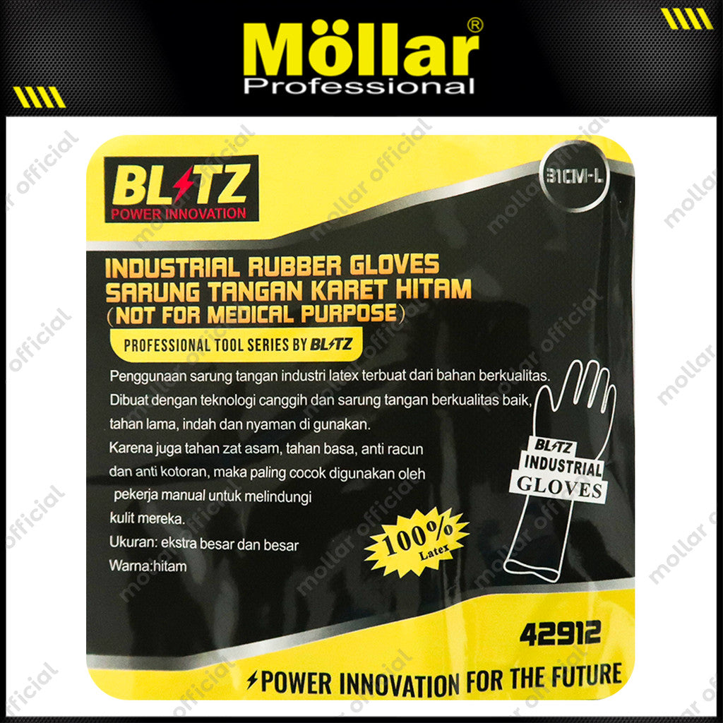 BLITZ 42912 Sarung Tangan Safety Karet Non Medis (L) Hitam