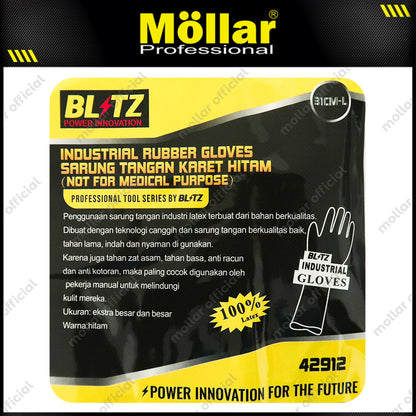 BLITZ 42912 Sarung Tangan Safety Karet Non Medis (L) Hitam