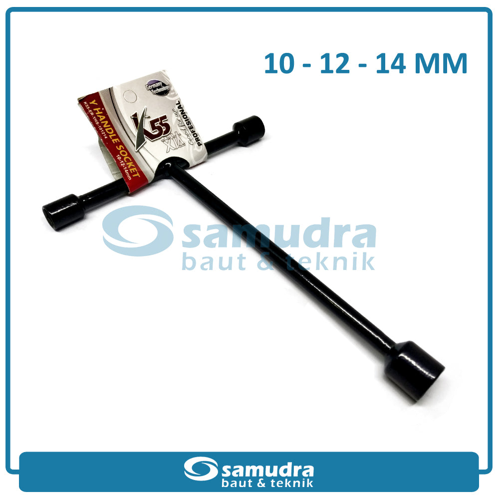 K55 ER-T3S-101214 Kunci Sok T Hitam 3 Mata 10-12-14 mm
