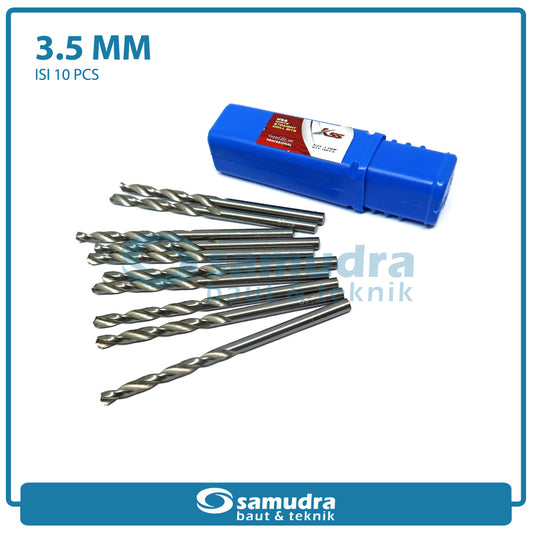 K55 10 Pcs Mata Bor Besi 3.5 Mm Matabor Kayu Aluminium Hss Drill Bits