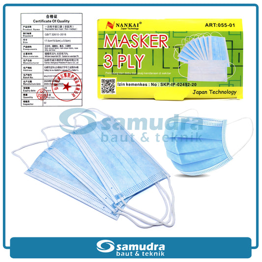 NANKAI 055-01 Masker 3 Ply Box 50 pcs / Masker Dokter Rumah Sakit