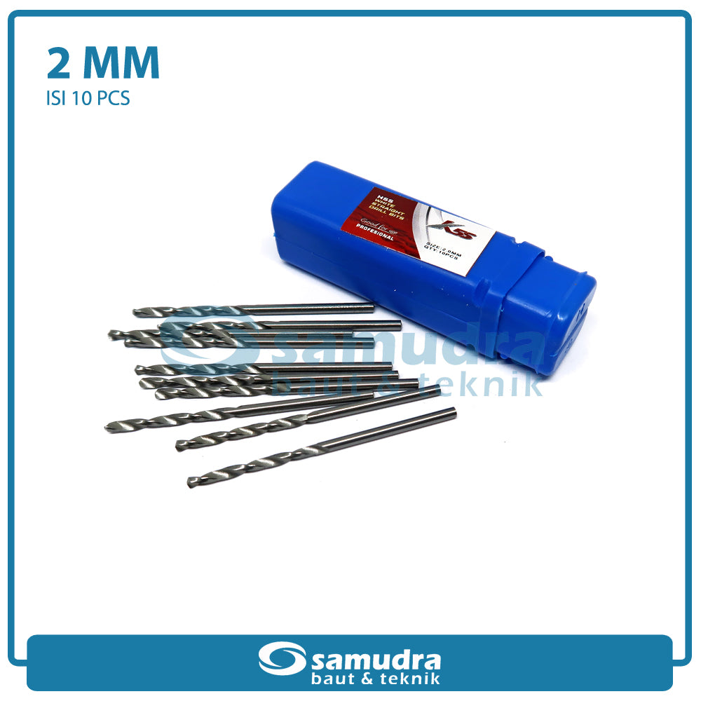 K55 10 Pcs Mata Bor Besi 2 Mm Matabor Kayu Aluminium Hss Drill Bits