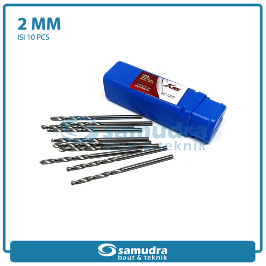 K55 10 Pcs Mata Bor Besi 2 Mm Matabor Kayu Aluminium Hss Drill Bits